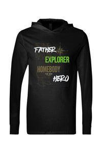 Thumbnail for Father. Explorer. Homebody. Hero Lightweight Hoodie - The Dad Frontier